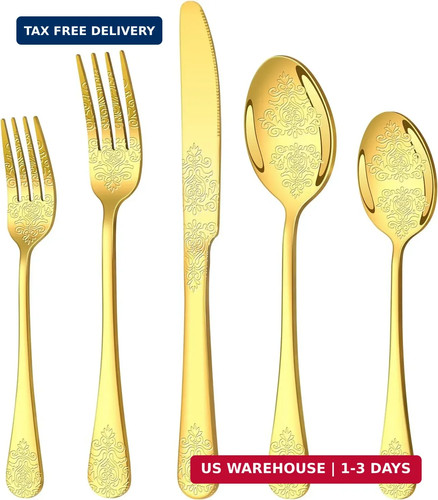 Pcs gold silverware - silverware, set