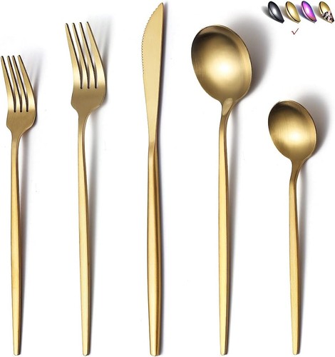20pc matte gold flatware - 20pc,