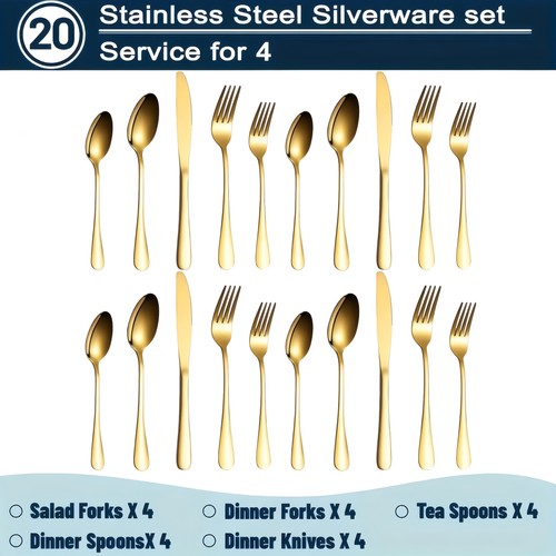20pcs stainless steel - steel, golden
