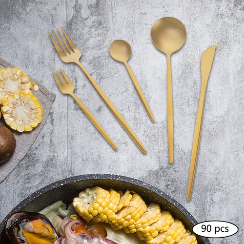 Pieces gold silverware set - gold,