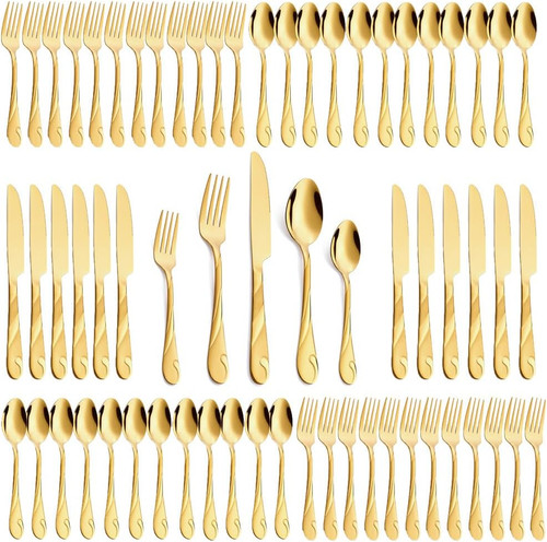 Gold silverware set - gold, 12