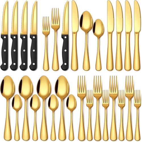 24pc gold silverware set - silverware, w/